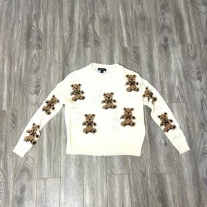 Urban Planet Cream Sweater with Brown Teddy Bear Motif